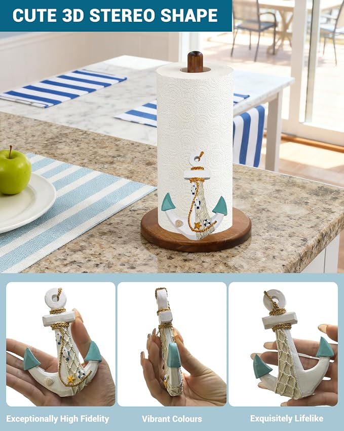Ship's Anchor Paper Towel Holder, Nautical Coastal Beach Ocean Decor - Image 3