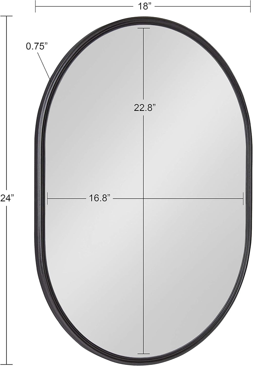 Kate and Laurel Caskill Modern Oval Mirror, 18" x 24", Black, Capsu...