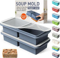 Silicone Freezer Tray with Lid Soup Freezer Container Molds with Steel by Socisen