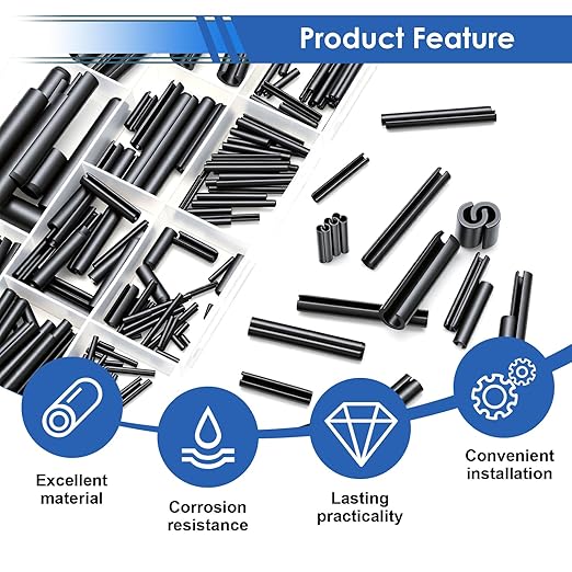 230Pcs Roll Pin Set SAE 1/16 5/64 3/32 1/8 5/32 3/16 7/32 1/4 5/16 3/8 Inch - Image 4