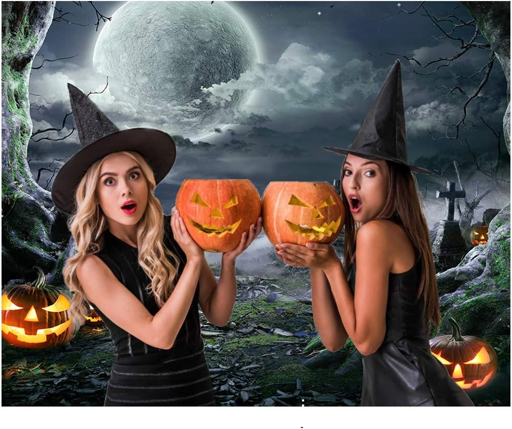 Halloween Backdrop for Photography Horror Background Scary Pumpkin Moon Backd...