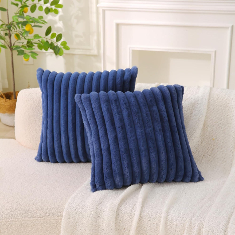 Decorative Throw Pillow with Inserts, Set of 2 Soft Faux Fur Throw Pillows, S...