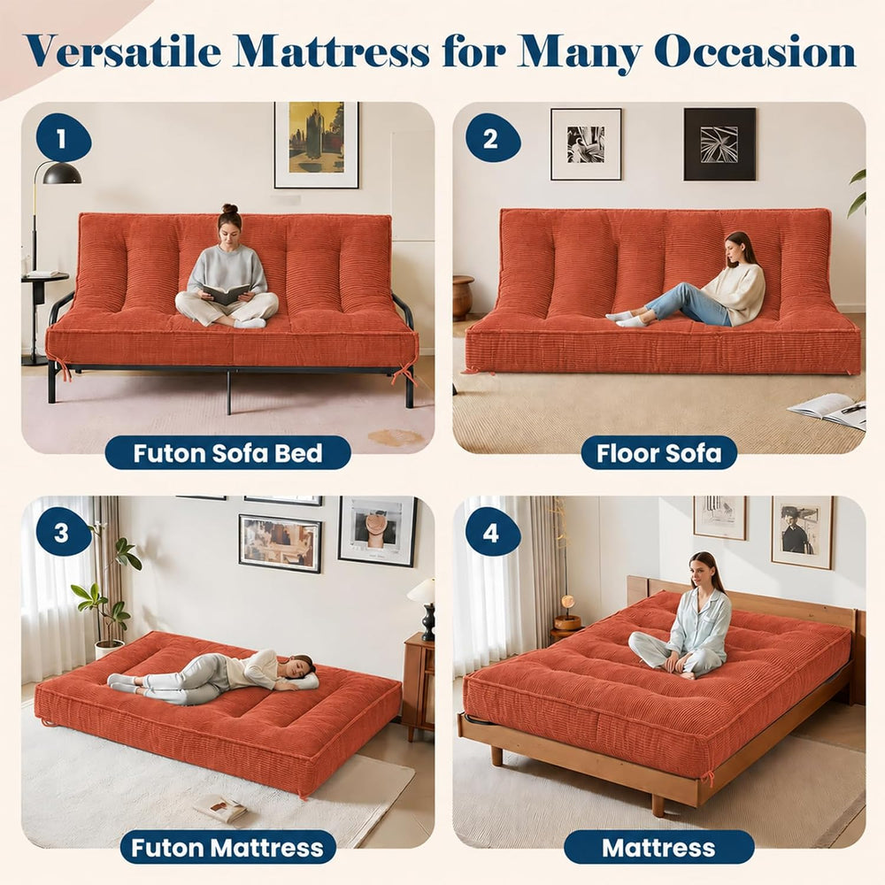 8 Inch Futon Mattress Full Size,Orange