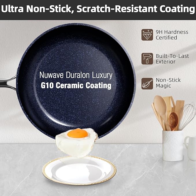 Nuwave Lux 13pc Forged Lightweight Cookware Set PFAS Free, Healthy G10 Duralon