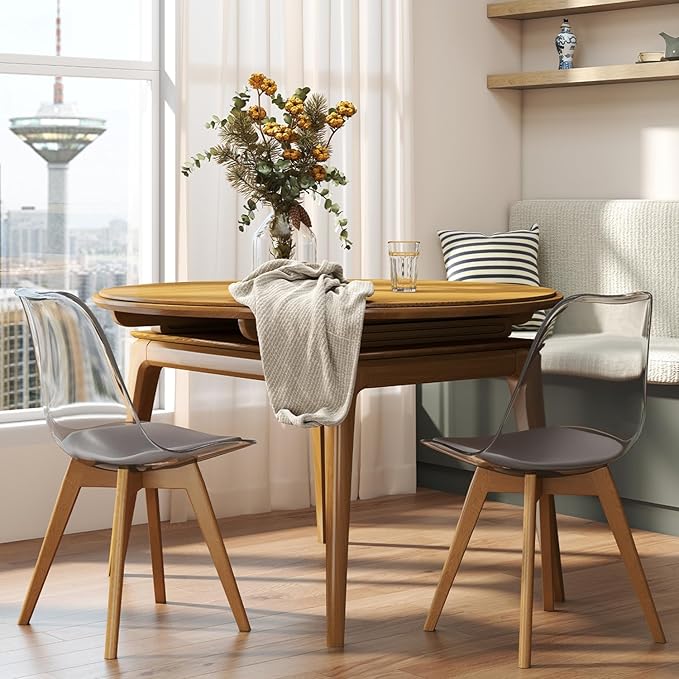 Clear Dining Chairs Set of 2, Modern Acrylic Dining Chair Transparent Chairs ...