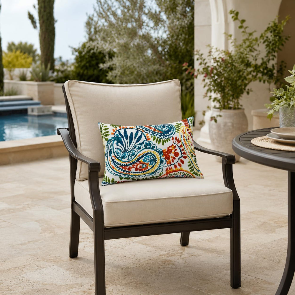 Outdoor Patio Lumbar Pillows Pack of 2, 12"x20" Fade Resistant Outd...