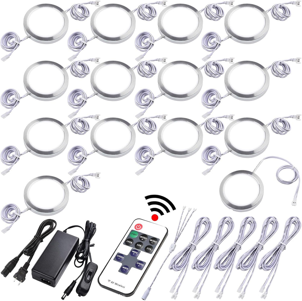 Under Cabinet Lighting Kit, Curio Display Case Lighting, Dimmable Wireless RF...
