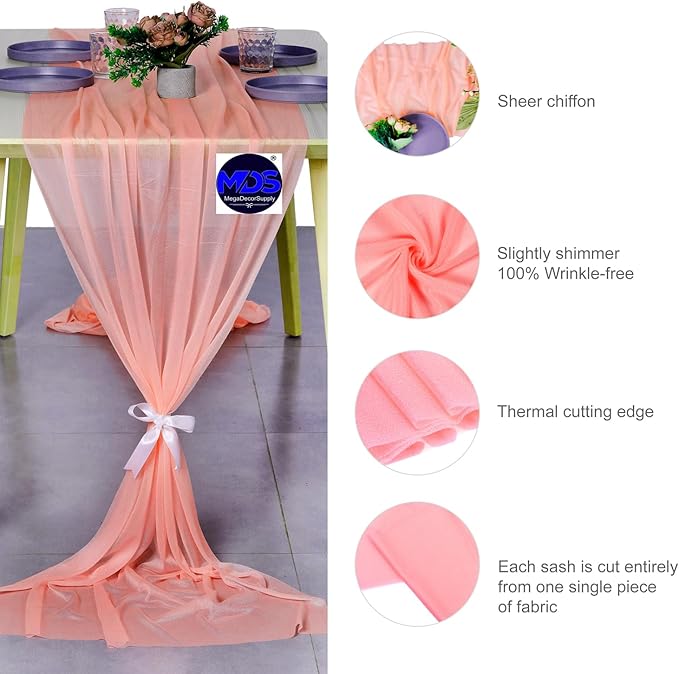 MDS Halloween Chiffon Table Runner - 5 Pack, 29 x 170 Inches, 14ft Each - She...