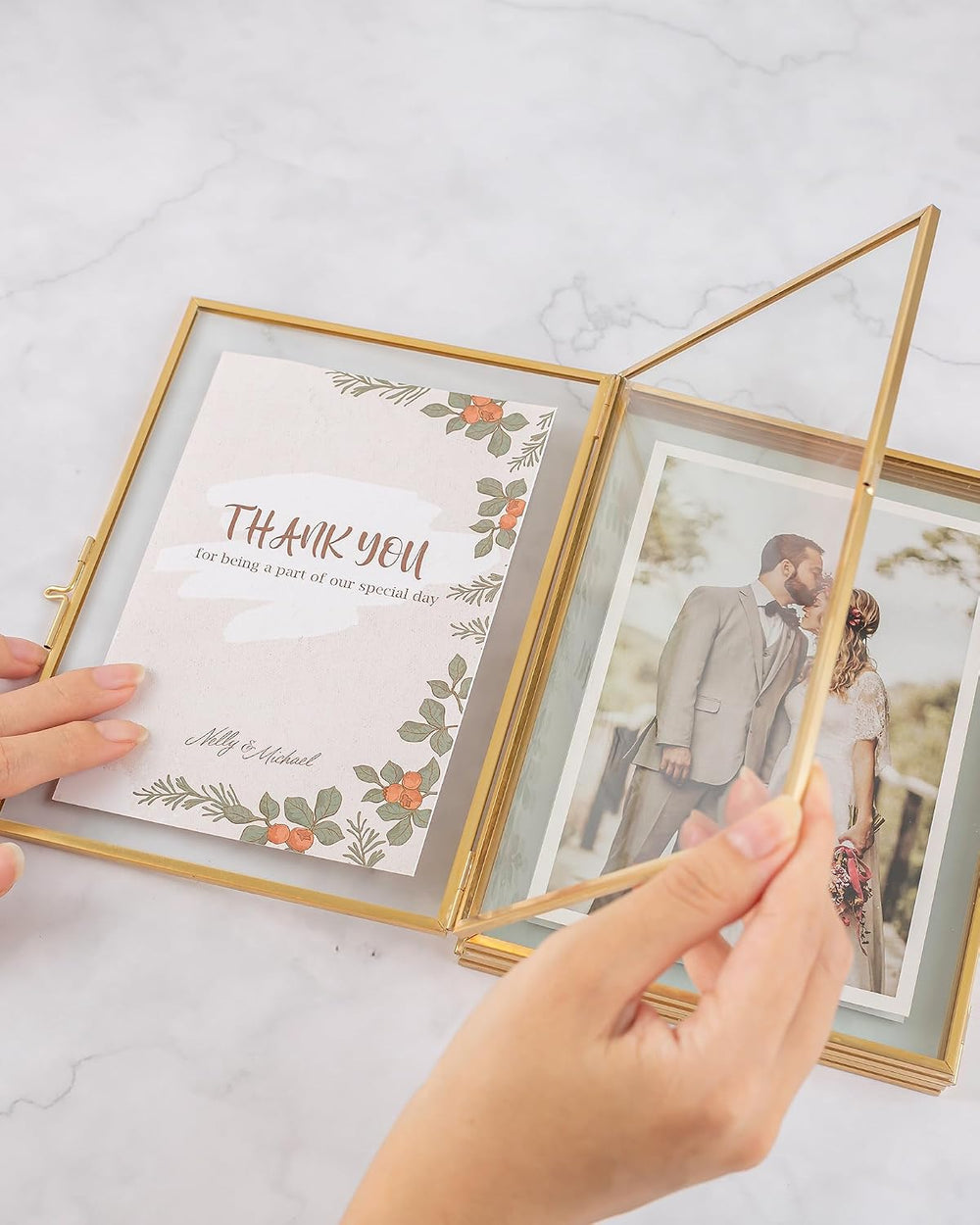 Gold Floating Frames, Vintage 5x7 Triple Folding Picture Frame, Hinged Glass ...