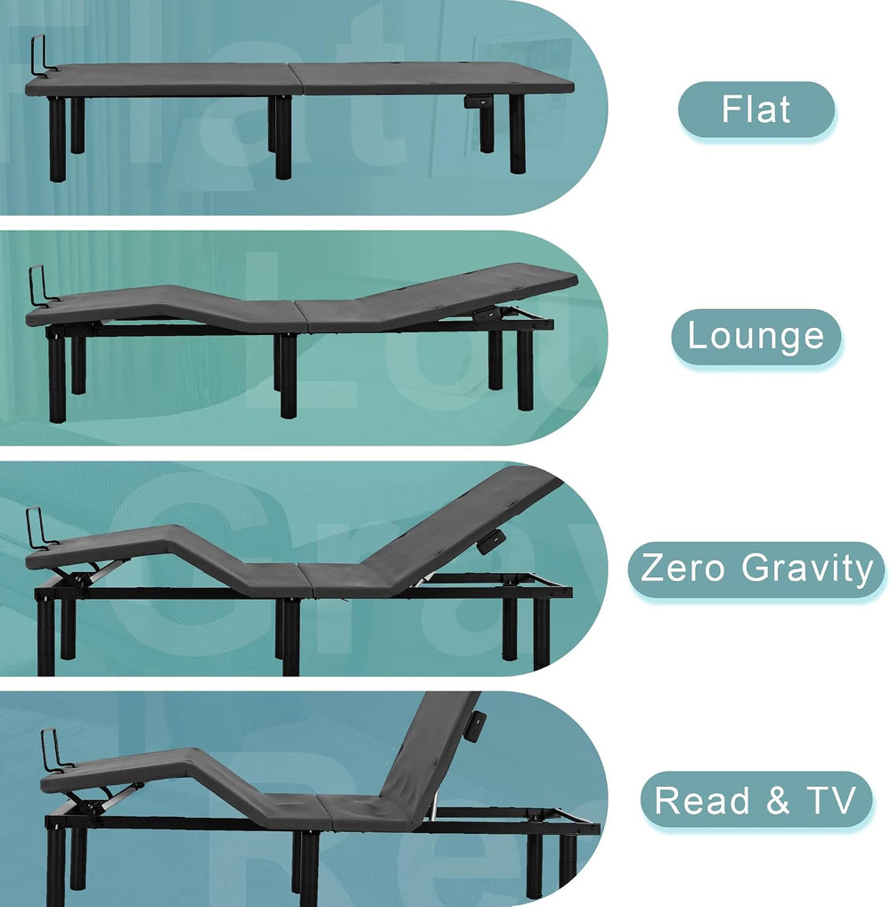 Fromann Adjustable Bed Frame Twin XL Bed Base with Wireless Remote, Head &amp...