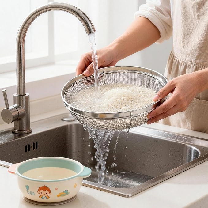 Fine Mesh Strainer for Kitchen, Stainless Steel Colander Bowl for Pasta - Image 6