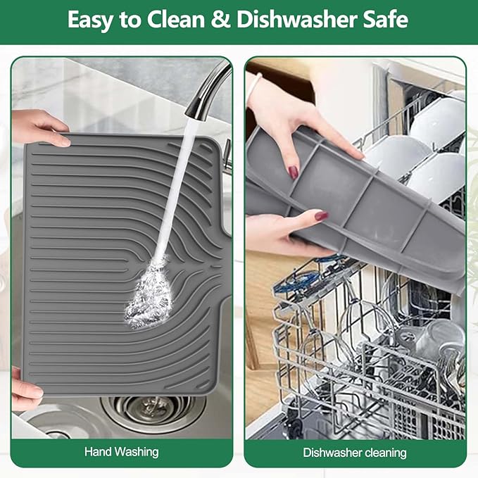GUUKIN Dish Drying Mat, 14.7"x10.2" Drying Matt Kitchen Counter, Non-Slip - Image 5