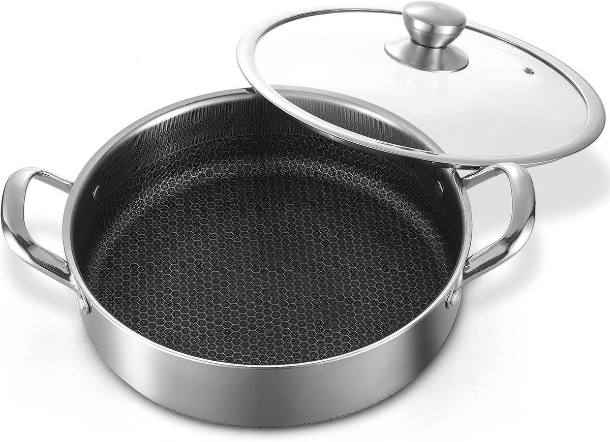 Toutrop Stainless Steel 7QT Saute Pan 14 Inch Deep Frying Pan