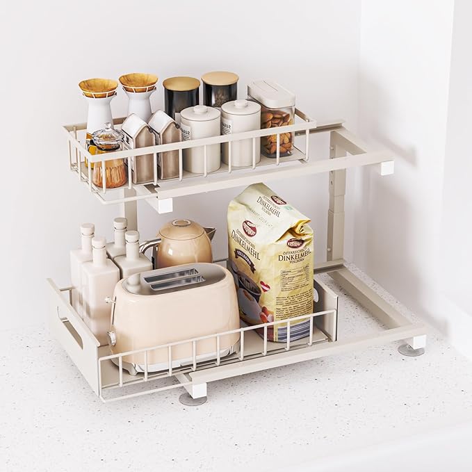 Under Sink Organizer, Heavy Duty Metal Pull Out Cabinet Organizer Slide Out - Image 7