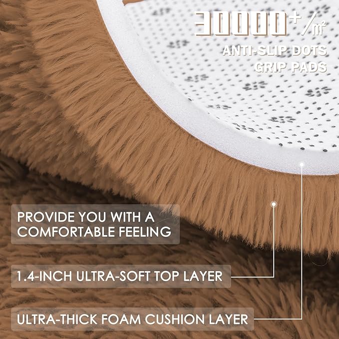 OLANLY Khaki Round Rugs for Bedroom - Image 7