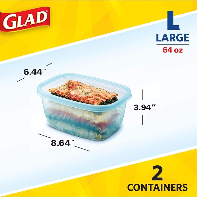 Glad Gladware Freezerware Food Storage Containers, Large Rectangle Holds 64 - Image 5