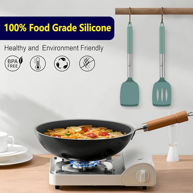HOTEC Silicone Spatula Set of 2 Heat-Resistant 600F & BPA-Free Kitchen Spatula - Image 3