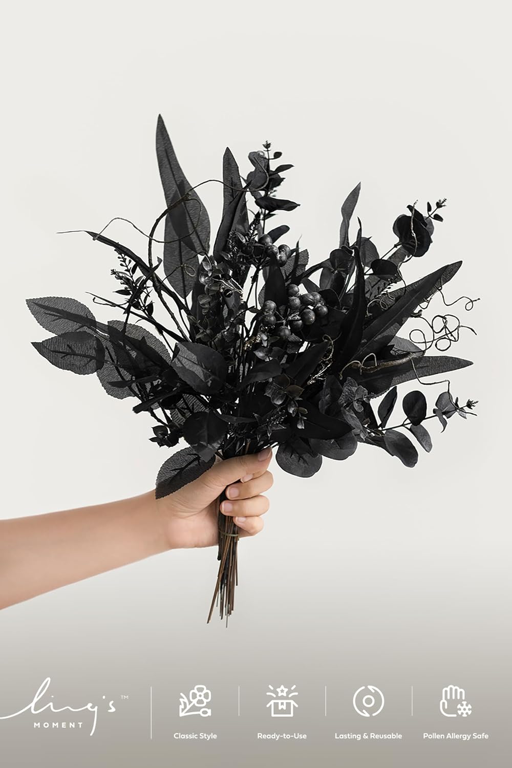 Ling's moment Artificial Faux Greenery Stems 36pcs Black Fake Greenery