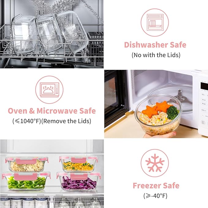 34pcs Glass Food Storage Containers