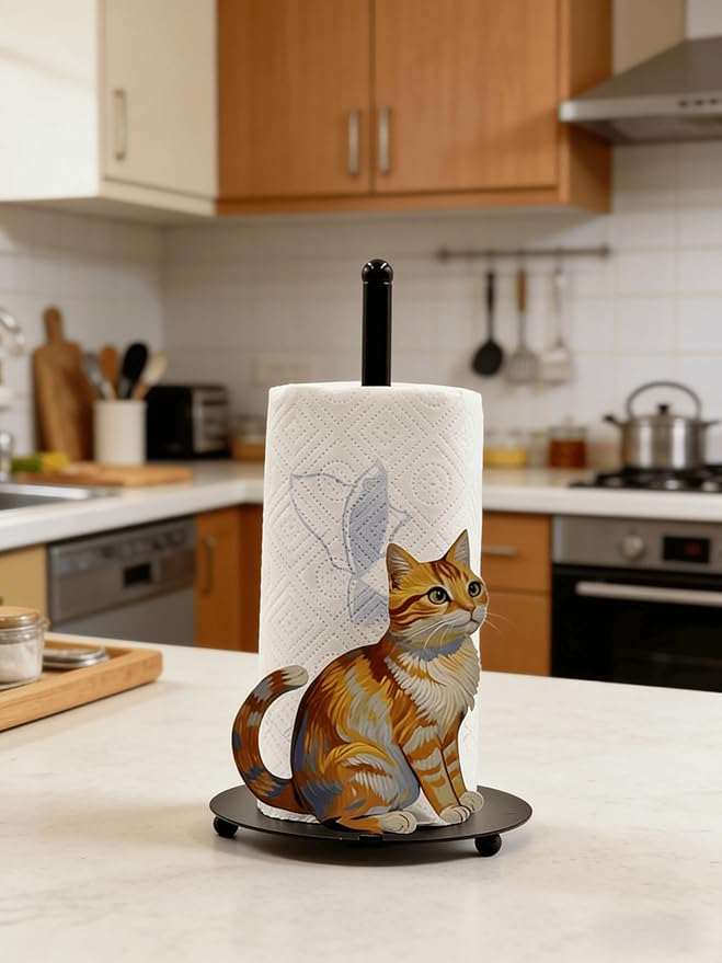 Cat Paper Towel Holder Countertop, Freestanding Paper Roll Holder, Easy - Image 5
