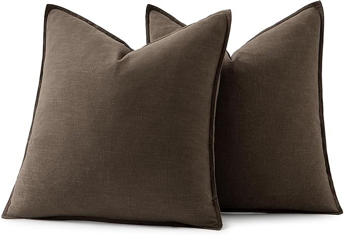 MIULEE Decorative Linen Pillow Covers 20x20 Inch Dark Coffee Chocolate Boho - Image 6