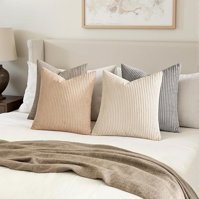MIULEE Boho Farmhouse Neutral Cream Throw Pillow Covers 20x20 Inch Set of 4 - Image 4