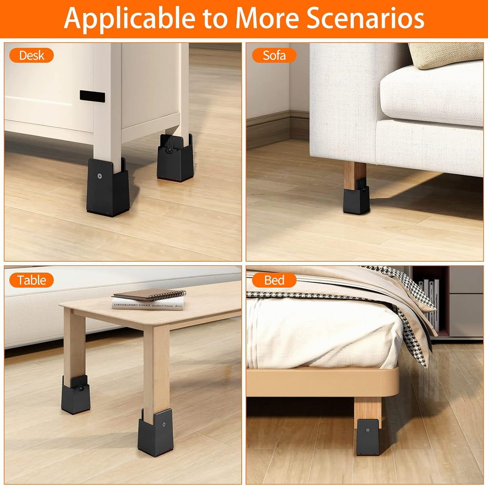 Furniture Risers 4 Inch with Adjustable Screw Clamp,4 Pack Beige