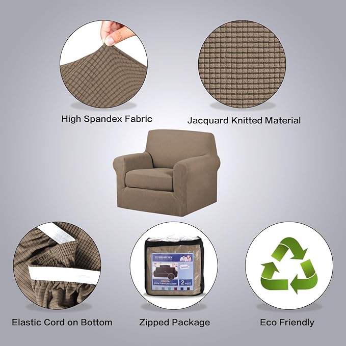 H.VERSAILTEX 2 Piece Couch Cover Stretch Stylish Chair Cover Furniture - Image 4