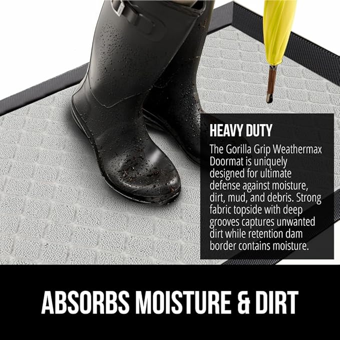 GORILLA GRIP 100% Waterproof All-Season WeatherMAX Doormat US Designed Natural - Image 4