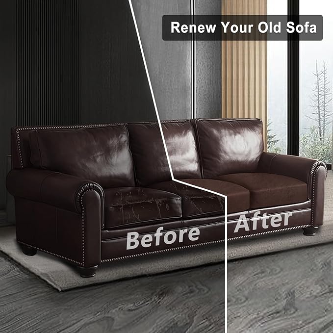 Leather Look Couch Cushion Covers Sofa Seat Slipcovers Sets Couches Furniture - Image 8