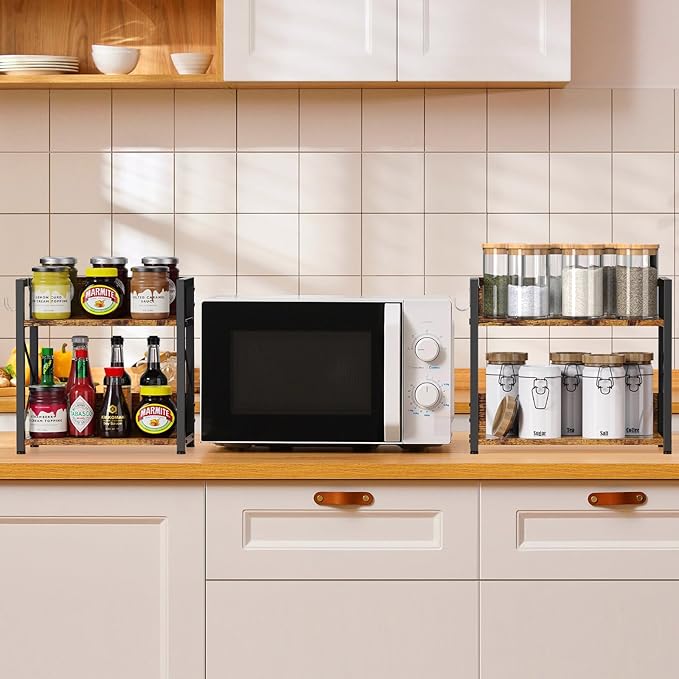 RUILALIFE 2 Tier Kitchen Counter Shelf Organizer, Coffee Bar Station Organizer - Image 2