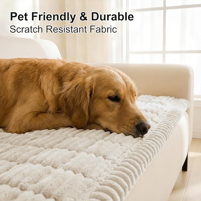 Smiry Couch Cover for Dogs Washable, Non Slip Fuzzy Pet Couch Covers for 3 - Image 3