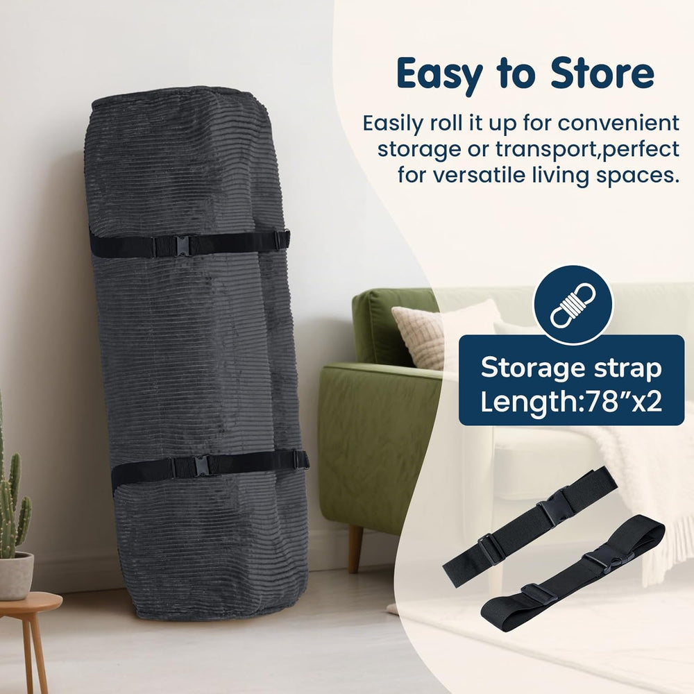 8 Inch Futon Mattress Queen Size, Futon Floor Sofa Bed Foldable with Soft Cor...