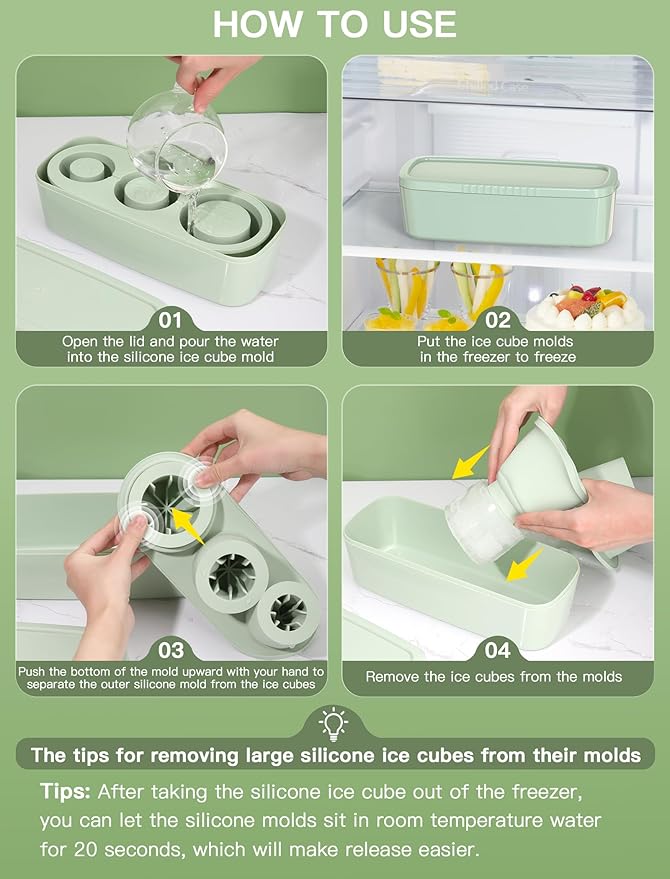 Ice Cube Tray for Tumbler Cup 30Oz-40Oz, Easy Fill and Release Ice Maker for - Image 4
