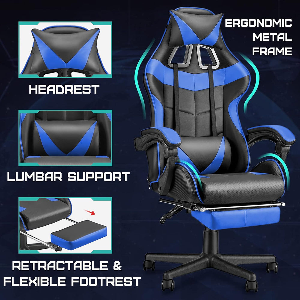 Huracan Gaming Chair with Footrest, Ergonomic Computer Chair Lumbar Support, ...