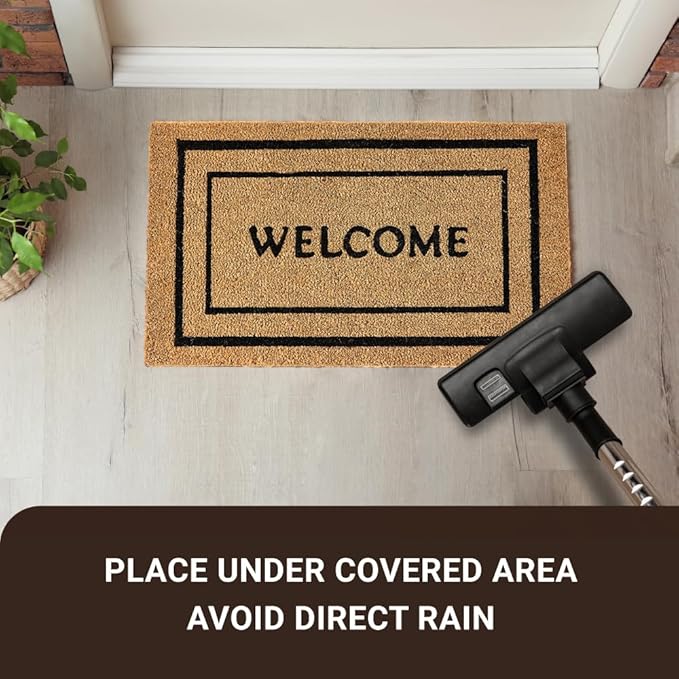 KANKUN Coco Coir Door Mat with Heavy Duty Backing, Welcome Doormat, Doormat - Image 6