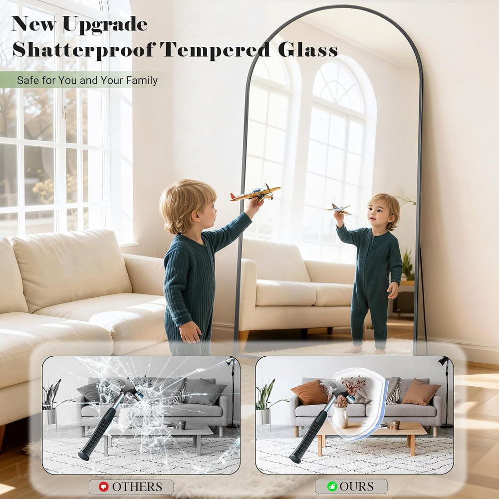 57" x 20" Arched Full Length Mirror - Wall Mounted/Floor Mirror Alu...