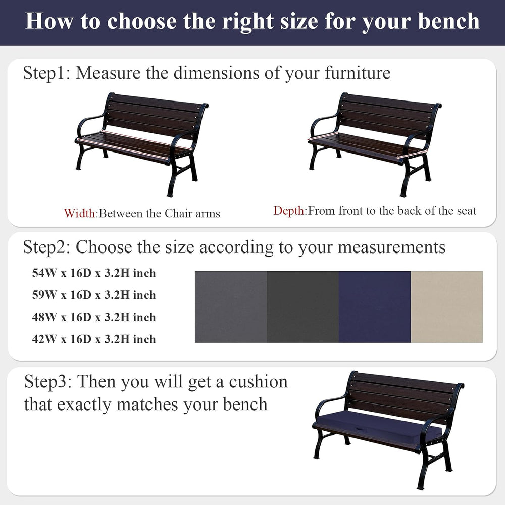 SHACOS Outdoor Bench Cushions 54 x 16 x 3.2 Inch Thick Bench Cushion