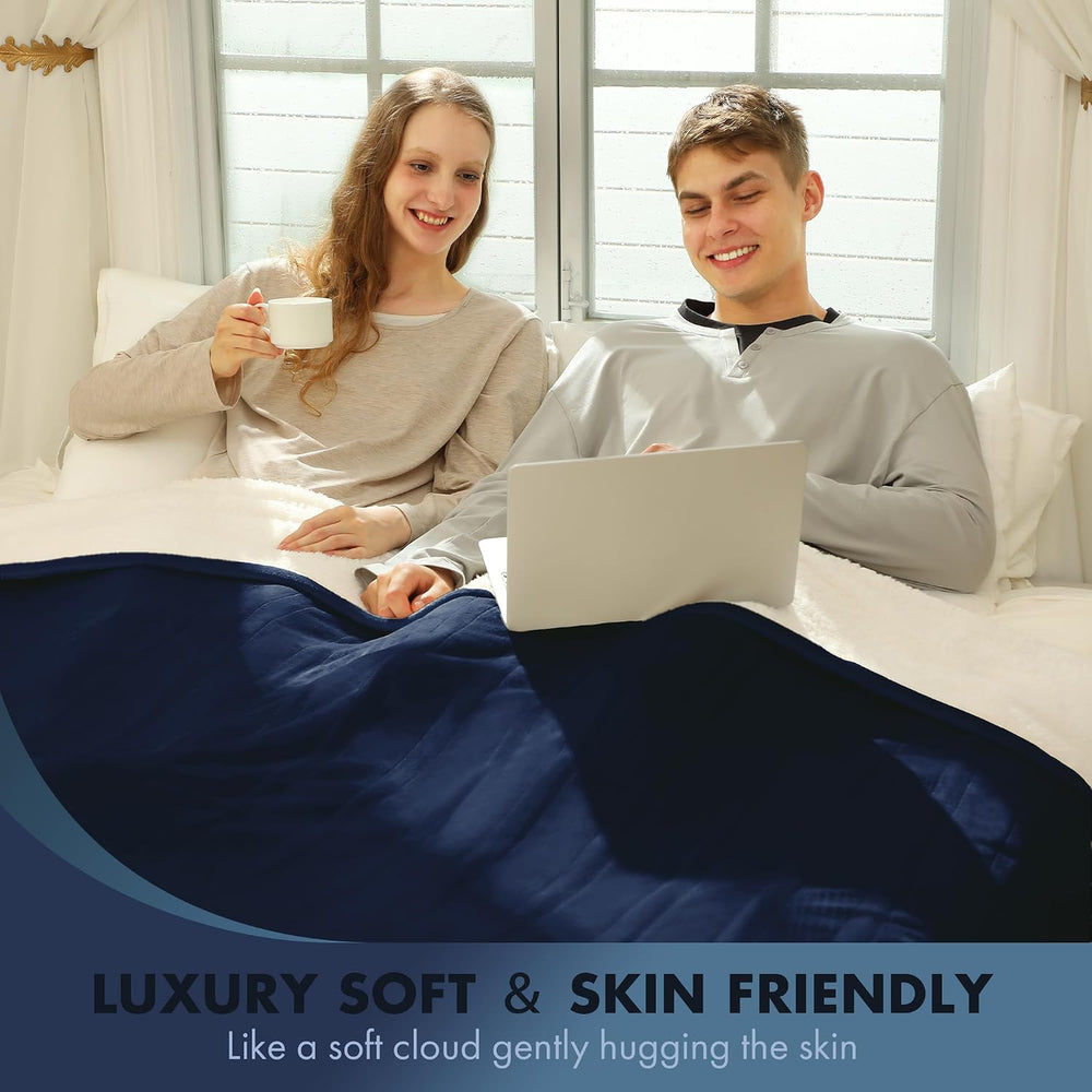 Queen Size Heated Blanket Navy, Dual Control, Overheat Protection