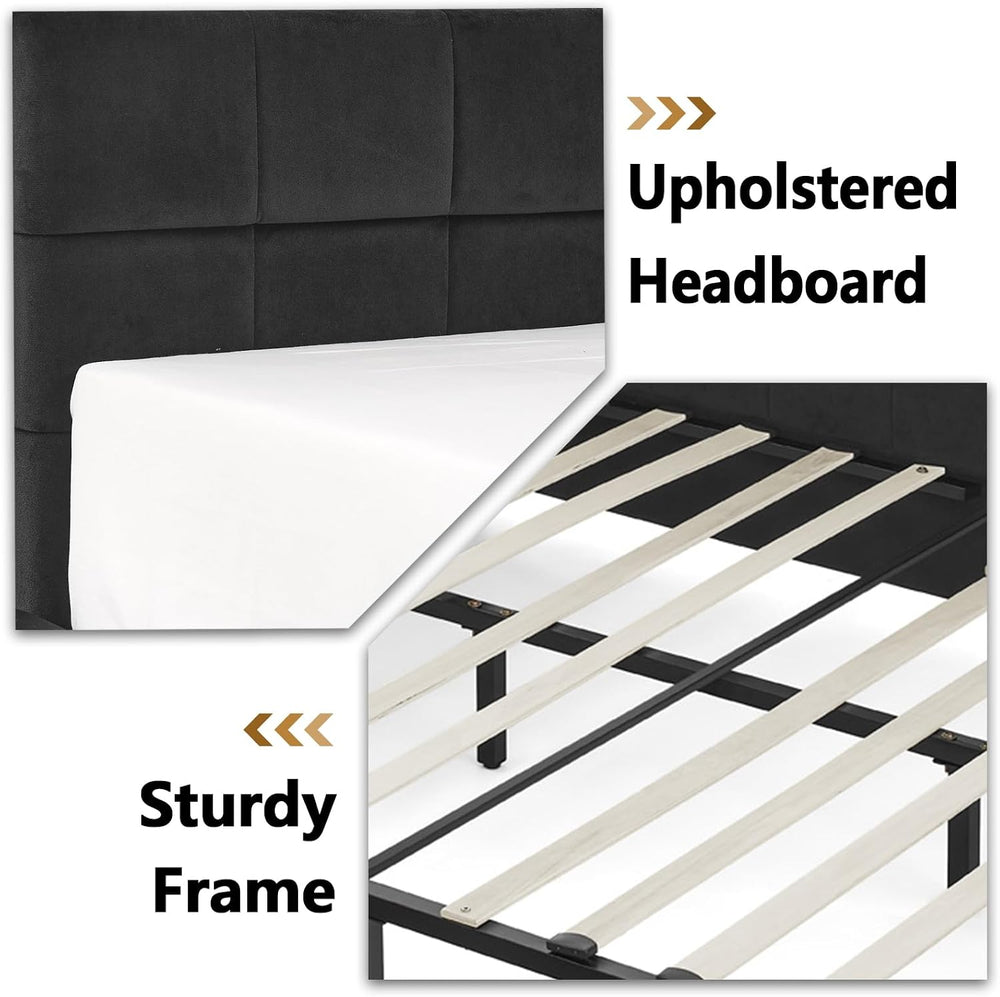 Velvet Corner Bed Frame Full, Upholstered Corner Daybed with Drawers, Full Si...