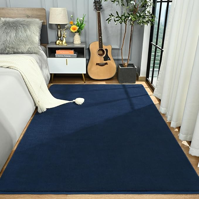 Amearea Modern Area Rugs for Bedroom Living Room, 4x6 Feet Navy Blue Thickened - Image 4