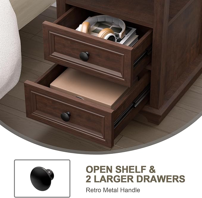 18" Wide End Table with Fast Charging Station Set of 2, 18” Wide Sofa Si...
