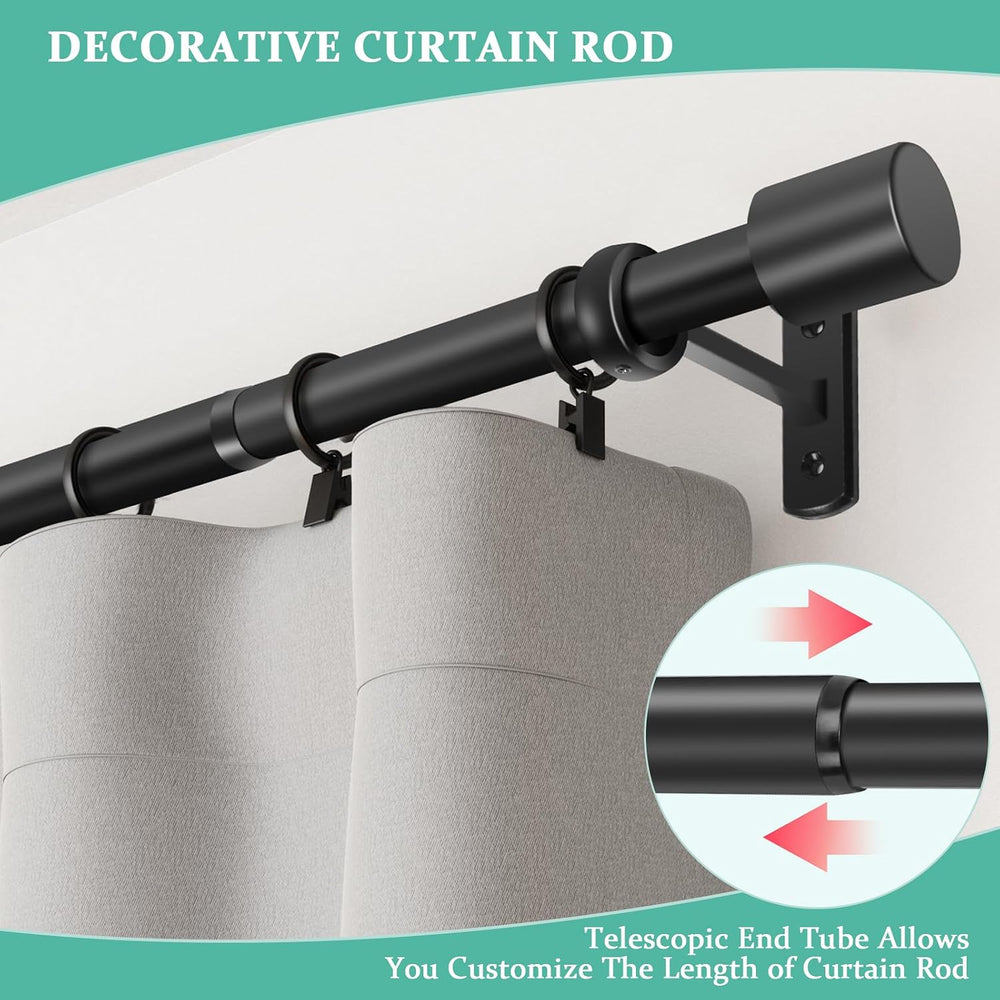 Extra Long Curtain Rods for Windows 120 to 240 Inches, Adjustable 1 Inch Blac...