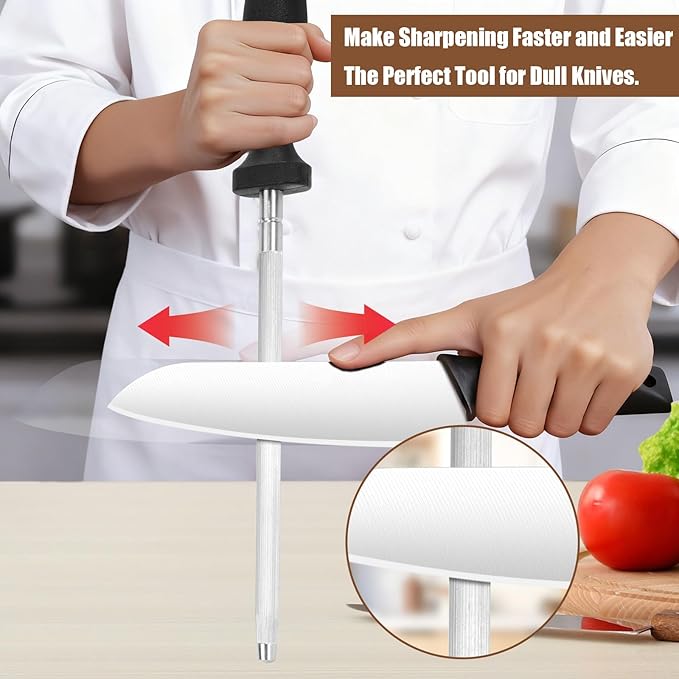 Professional 12-Inch Knife Sharpening Rod, High-Carbon honing rod to Sharpen - Image 2