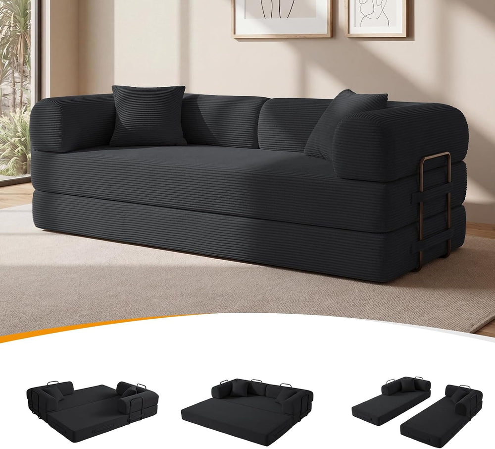 79" Convertible Sofa Bed Set, 4 in 1 Boneless Couch for Living Room