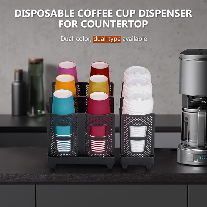 6-Slot Paper Cup and Lid Holder, Disposable Coffee Cup Dispenser, Upright Paper - Image 6