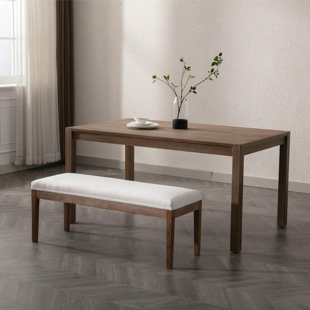 chairus Padded Entryway Bench Linen Upholstered Dining Table Benches Farmhous...