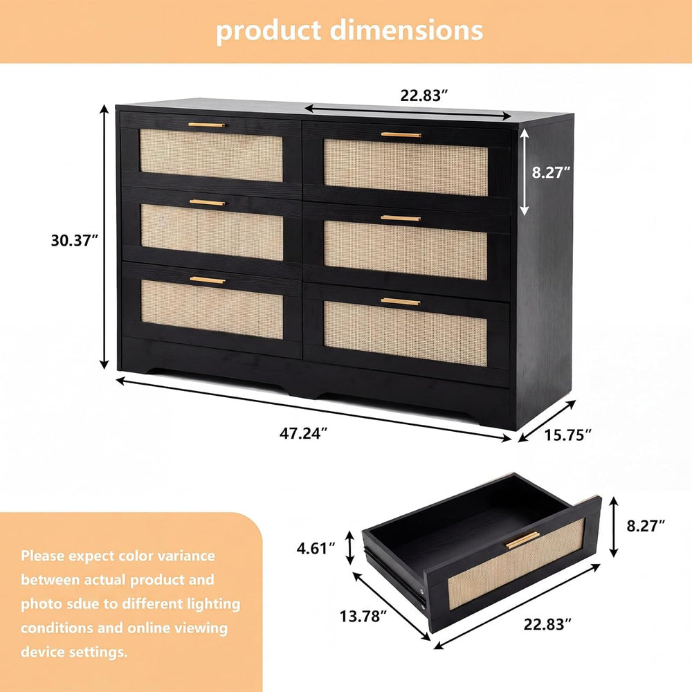Dresser for Bedroom 6 Drawer Dresser Bedroom Furniture Storage for Bedroom Li...