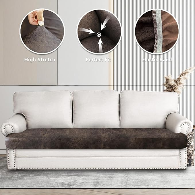 Leather Look Couch Cushion Covers Sofa Seat Slipcovers Sets Couches Furniture - Image 6