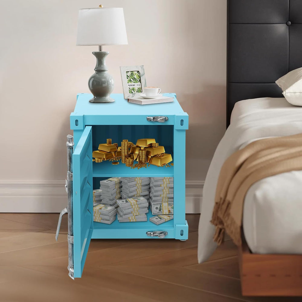 Side Table, Industrial Wind Container Cabinet Iron Bedside Table Creative Vin...